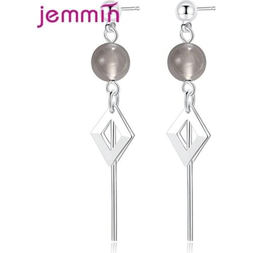 Big Promotion Sterling Silver Earrings For Women Novel Design Style Rhombus & Peal Drop Earrings Women Fashion Jewelry Hot Sale