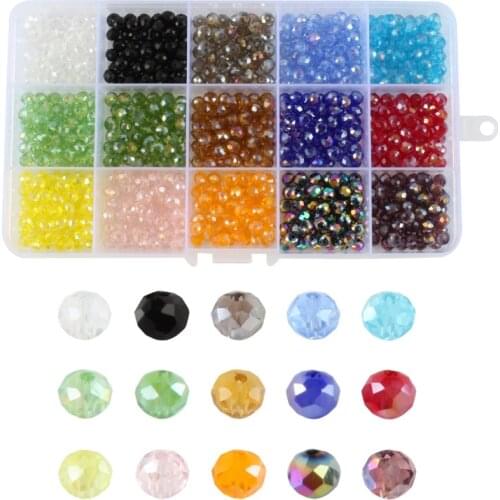 750Pcs Austria Crystal Wheel Beads Box For DIY Bracelet Jewelry Making Accessories Round Faceted Glass Spacer Bead Kit Wholesale