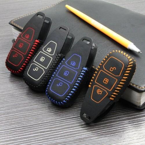 Car key case cover chain ring for ford escape fiesta 2013 2014 kuga LEATHER HOLSTER Fawkes maverick car key bag