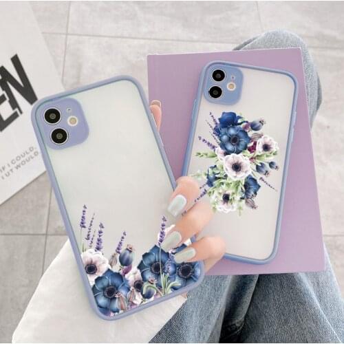 Flower Painted Phone Case For iPhone XR X XS MAX 11 12 Pro Max 6S 7 8 Plus SE 2020 Protective Hard Fundas Back Shockproof Cover