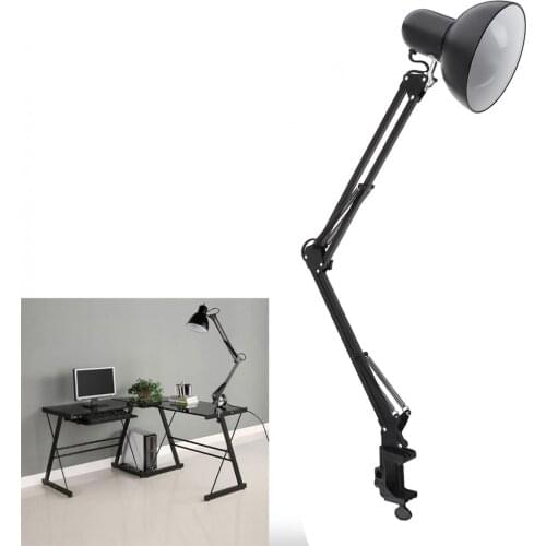 Black Flexible Swing Arm Clamp Mount Lamp Office Studio Home Table Desk Light Lamp