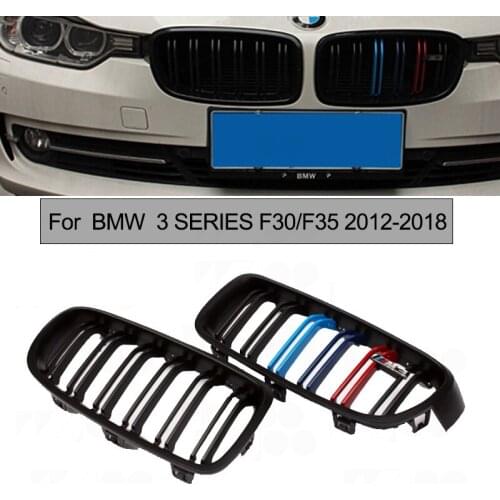Black For BMW F30 F35 2012-2018 3 Series 320i 325i 328i 335i Twin FIns Dual Slat Front Kindey Bumper Grille