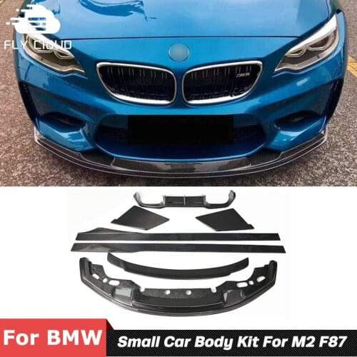 D Style Carbon Fiber Material Front Chin Bumper Lip Rear Diffuser Spoiler Side Skirts Car Body Kit For BMW M2 F87 2015 Up