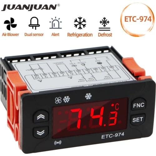 ETC-974 Temperature Controller Refrigerator Defrosting Heating Control Thermoregulator with Dual NTC Sensor 220V 40%off