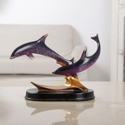 European Resin Crafts Dolphin Decoration Hotel Bedroom Living Room Decorations KTV Creative Desktop Decoration