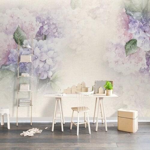Custom Wallpaper 3D Purple Flowers Leaves Butterfly Photo Mural Wallpapers For Living Room Bedroom TV Background Wall Home Decor