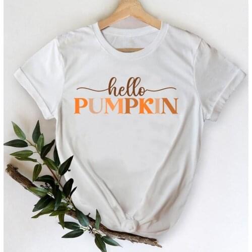 Women Letters Fashion 90s Female Tees Top Print T-Shirt Casual Autumn Fall Thanksgiving Halloween Graphic Clothing Tshirt T