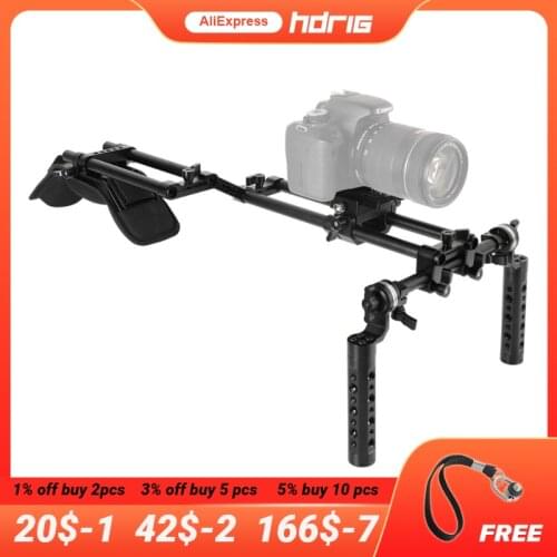 HDRiG Shoulder Mounting Rig With Adjustable ARRI Rosette Cheese Handgrip Pair For Camcorders / HDSLR Cameras