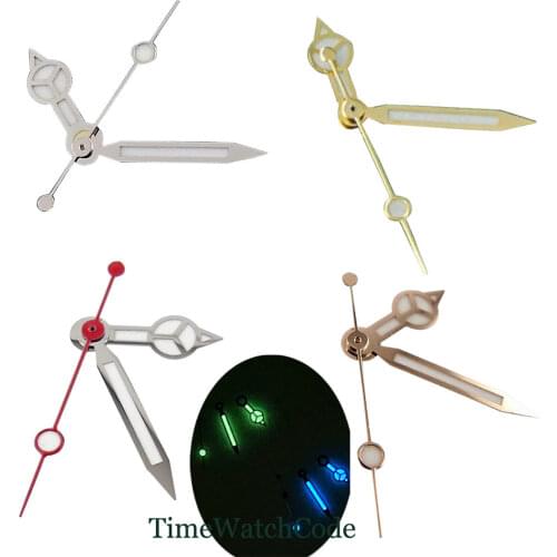 Silver Watch Hands Spare Parts Fit For NH35 NH36 NH35A NH36A 7s35 4r35 7009 Automatic Movement Red Second Blue/Green Lume