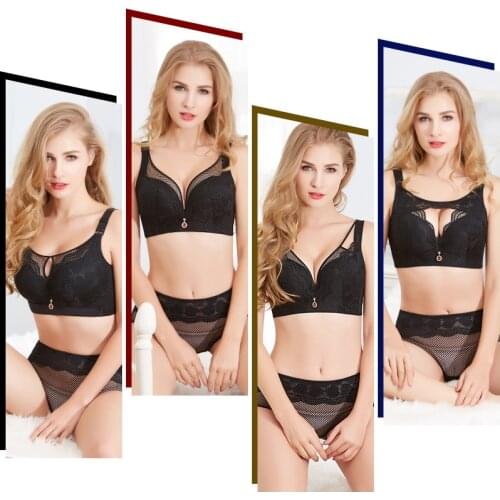 Summer Bras Sets Women Big Large Cup Wire Free Full Coverage Lace Brassiere Plus Size breathable Wide Strap Bra C D E