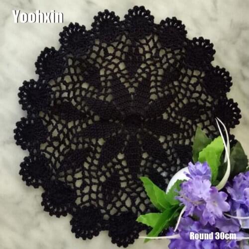 New Round Handmade Lace cotton table place mat pan pad Cloth crochet placemat cup mug wedding tea coffee coaster doily kitchen