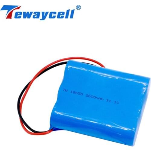 Tewaycell 11.1V 2600mAh 3S1P 18650 Rechargeable Lithium Ion Battery With NTC PCB And Connector