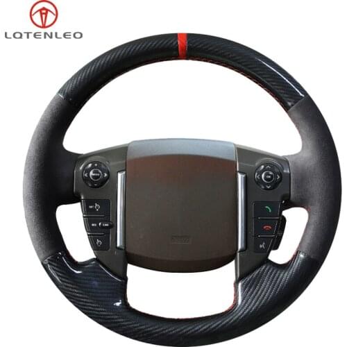 LQTENLEO Black Suede Carbon Fiber Hand-stitched Car Steering Wheel Cover For Land Rover Freelander 2 2013 2014 2015