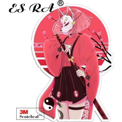 Mask Fox Samurai Girl Car Stickers Laptop Decals Vinyl Pegatinas Waterproof 3M Matt for Helmet Pitcher Luaggage Wall Fridge Home
