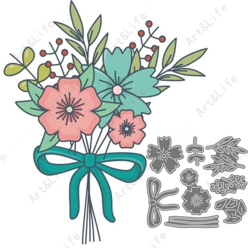 Beautiful Flowers New Metal Cutting Dies Bouquet Stencils for Making Scrapbooking Album Paper Cards Embossing Cut Die