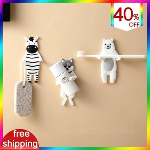Cartoons Bathroom Transparent Wall Hooks Waterproof Oilproof Self Adhesive Hooks Reusable Seamless Hanging Hook for Kitchen