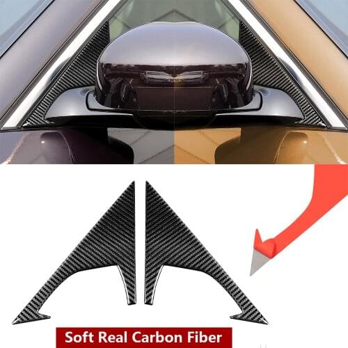 Soft Real Carbon Fiber Front Window Glass Triangle A Pillar Trim Fit for INFINIT FX 2009-2013 QX70 2014+ Exterior Accessories
