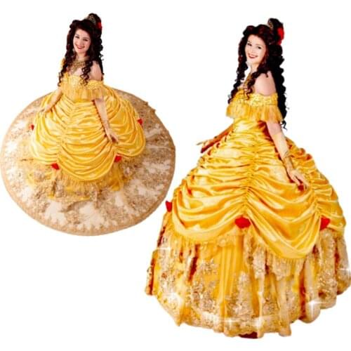 New golden Woman Vintage Costumes 18th Duchess Retro medieval Renaissance Reenactment Theatre Civil war Victorian dress D-680