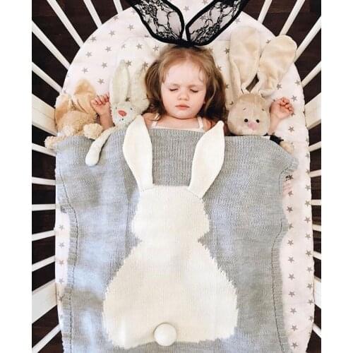 Rabbit Ears Blanket Three-Dimensional Baby Blanket Knitted Newborn Swaddle Wrap Blankets Super Soft Toddler Infant Bedding