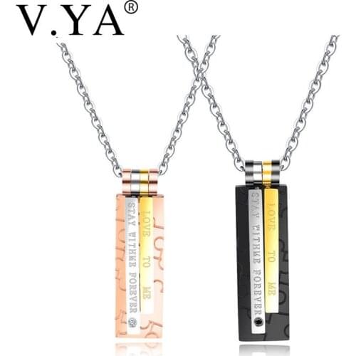 V.Ya Drop Ship Unique"Love to me & Stay withe forever"Jewelry Necklaces DIY for Couple Stainless Steel Necklace Women Men Charms
