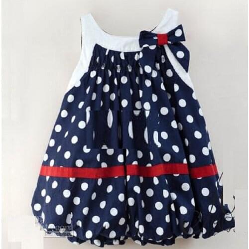2017 Bow Dot Baby Girls Dress Cute Kids Dresses Lovely Fashion Tiered Cotton Sleeveless Babywear Summer Children Clothes