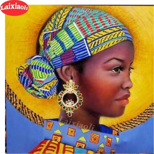 Full square diamond painting African girl pictures for embroidery round diamond mosaic paintings wall stickers home decoration