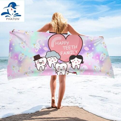 PHAYON Gradient Bath Towel Soft Teeth Family Microfiber Beach Towel Bathroom Adult Kid Beach Mat Water AbsorbingSwimming Towel