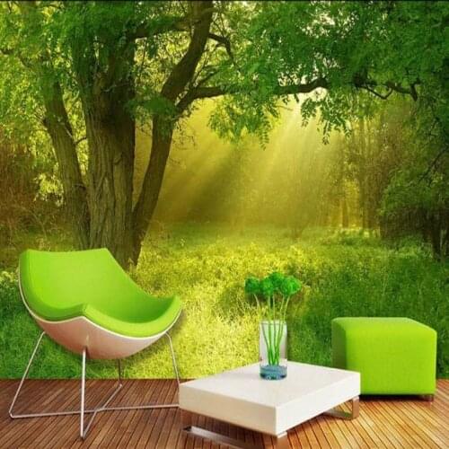 Dropshipping Colomac Custom Room Wallpaper Sunshine Jungle Scenery Mural Forest Wallpaper Papier Peint Wall Papers Home Decor