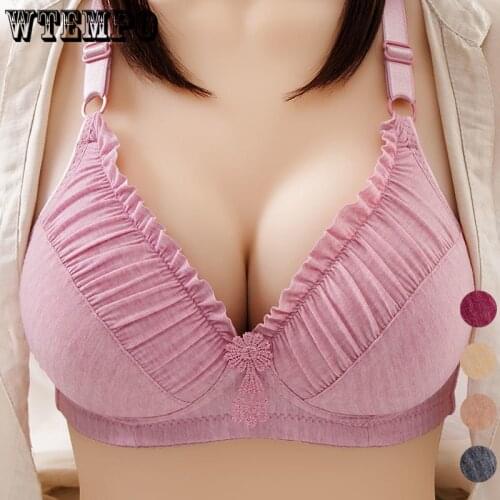 Plus Size Push Up Bras for Women Gathered Sexy Bras Seamless Underwear Cotton Comfortable Breathable Big Breast Bralette Female