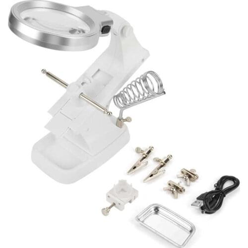 Repair Magnifier With LED Light Magnifier Tabletop Magnifying Glass Clamp Stand Soldering Weld Holder