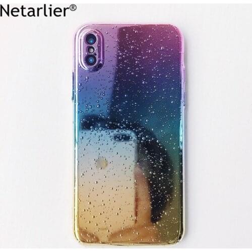 Netarlier Luxury Case For iPhone X 5.8inch 3D Water Drop Fashion Colorful Rainbow Gradient Plastic Hard Fitted Phone Case Cover