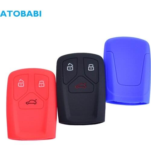 Silicone Car Key Case 3 Button Smart Keyless Entry Remote Control Fobs Protector Cover Skin For Audi A4 Q7 Q5 TT A3 A6 SQ5 R8 S5