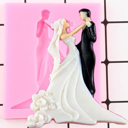 Wedding Dress Bride Groom Silicone Resin Mold Cupcake Topper Fondant Cake Decorating Tools Chocolate Gumpaste Mould