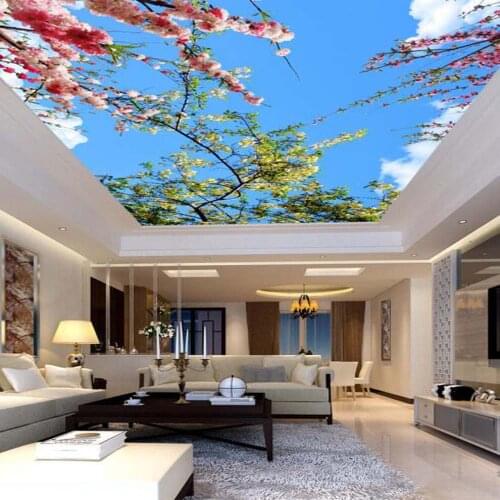Vinyl Wallpaper Blue Sky flower Mural Wallpapers for Ceilings Bedroom 3d Wall Paper Murais de parede Seabird Murals