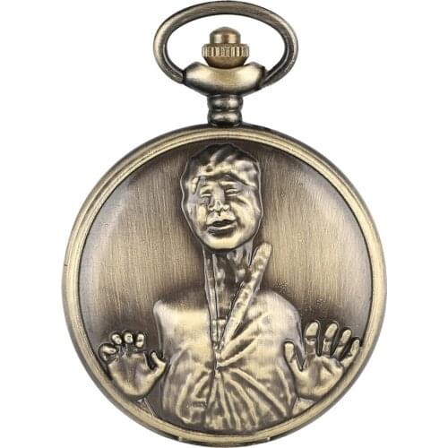 Vintage Pocket Watch Zombie Display Quartz Necklace Pendant Clock Men Women Bronze/Retro Grey Full Hunter reloj de bolsillo