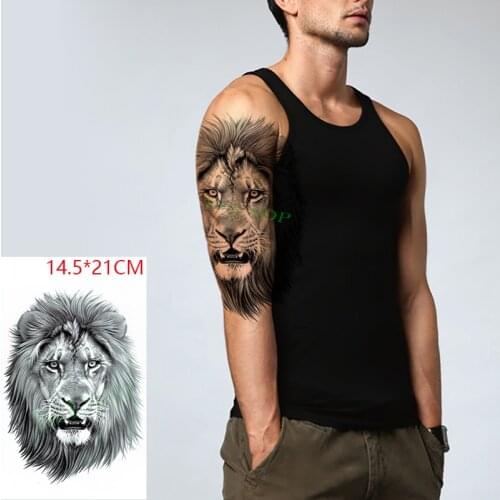 Waterproof Temporary Tattoo Sticker Lion Big Cat Animal Tatto Stickers Flash Tatoo Fake Tattoos for Men Women