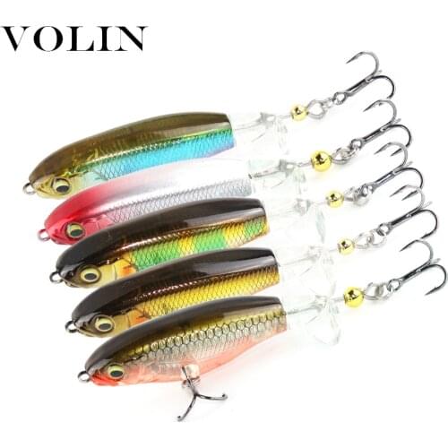 VOLIN NEW 1pc 50mm 5.9g Whopper Popper Hard Bait Topwater Fishing Lure Artificial Bait Hard Plopper Rotating Tail Fishing Tackle