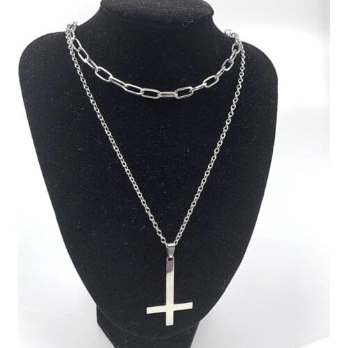 Harajuku Collar Collar Choker Retro Short Chain Neck Chain Simple Street Personality Cross Double-layer Necklace