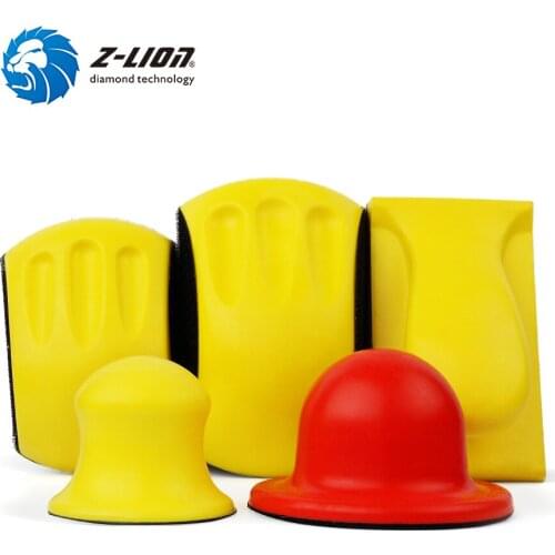 Z-LION 1PC 3/4/5/6 Inch Foam Sanding Block Hook Loop Hand Sponge Polishing Pad Holder Sandpaper Grinding Disc Backer Dust Free