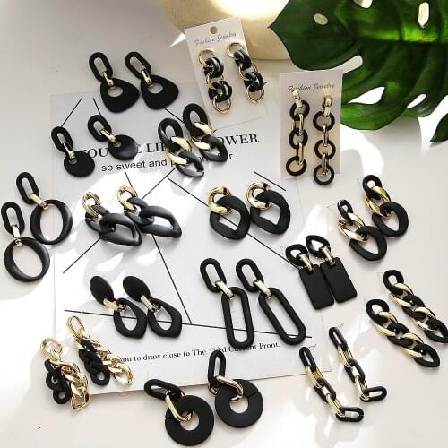 FNIO 2021 Korean Version Of The New Fashion Vintage Black Style Earrings Personaility Women Decorative Earrings Party Gifts