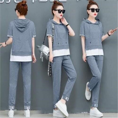 New Summer Sports Suit Leisure Female 2021 Fashion Tide Women Loose Casual Sports Suit Two-piece Korean Spring Women Set