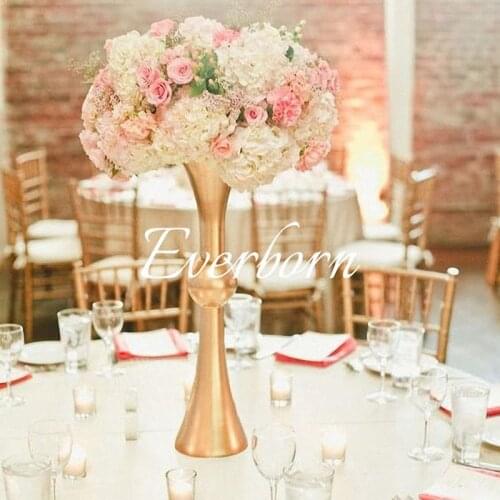 10PCS/LOT Gold Tabletop Vase Metal Flower Vase Table Centerpiece Tall Flower Holder For Mariage Wedding Decoration