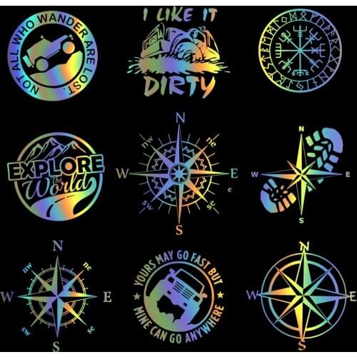 10 Styles Compass and Adventure Design Cars Pattern Car Sticker for Auto Motorcycle Body Styling Decoration Accessories Head PVC