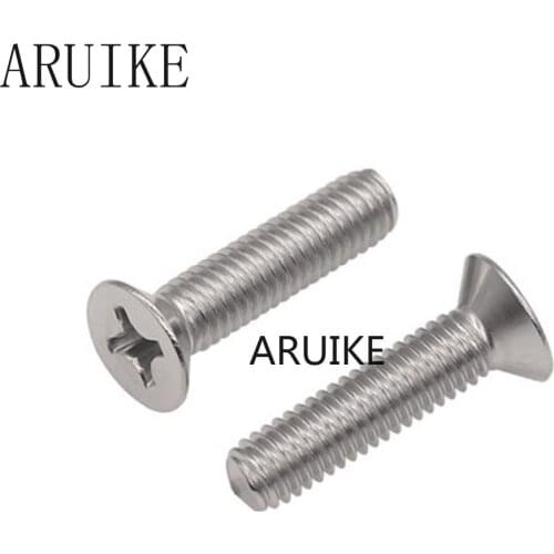 100pcs/Lot GB819 M6x25 mm M6*25 304 Stainless Steel flat head cross Countersunk screw