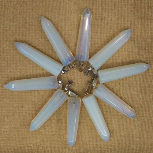 2018 Fahsion hot sell high quality opal stone Hexagonal pillar charms point Pendants 12x50mm Wholesale 10pcs/lot free shipping