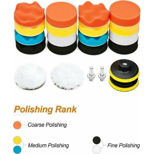 22pcs 3" Car Polishing Wool Pad Buffing Waxing Sponge Pad Kit With Drill Adaptor Power Tool For Polisher Drill