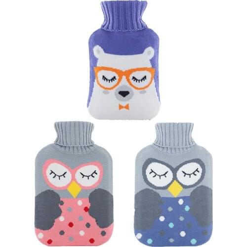 2L Hot Water Bottle Portable Cute Cartoon Hand Warmer with Knit Cover for Pain Relief for Women Home Outdoors