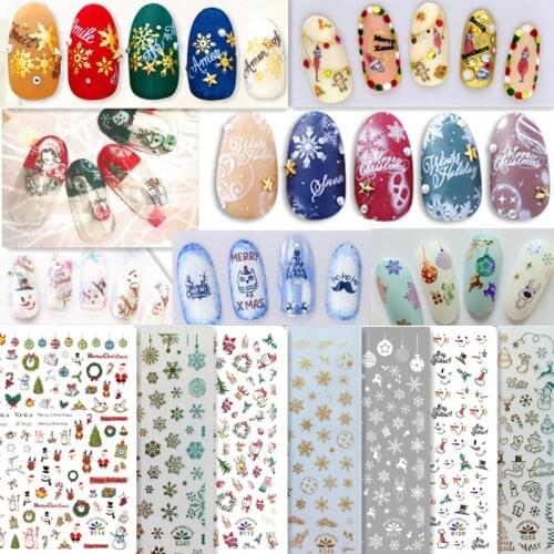 3D Christmas Nails Art Manicure Back Glue Decal Decorations Nail Sticker For Nails Tips Beauty