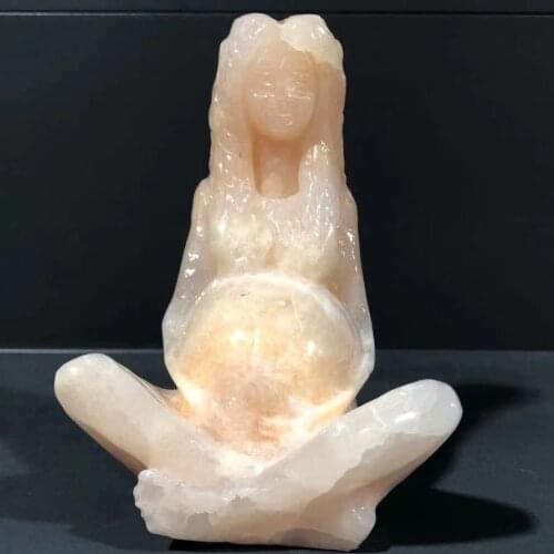 AAA+ 100% Natural Crystal Stone Jade Carved Mother Earth Statue Figures Sculpture Crafts Home Decorations Stone Crafts 1pcs