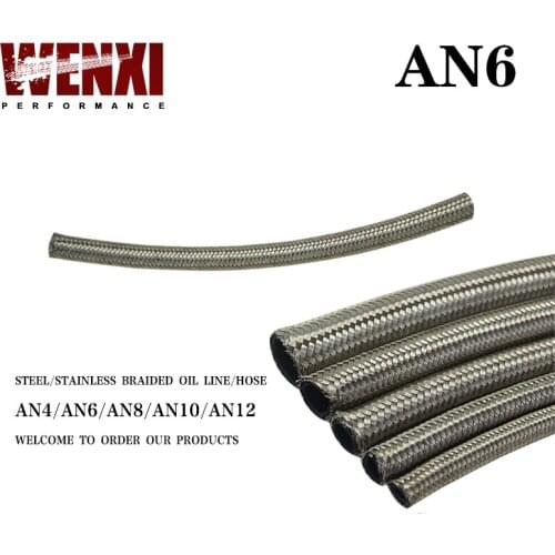 AN6 6AN AN-6 (8.6MM / 11/32" ID) STAINLESS STEEL BRAIDED FUEL OIL WATER HOSE ONE FEET 0.3M WX7112-1